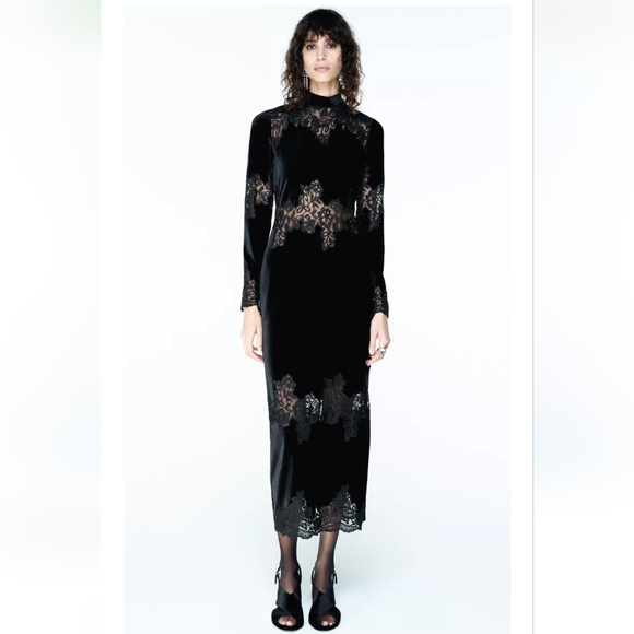 ZARA VELVET LACE DRESS